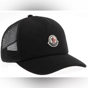 NEW MONCLER BLACK TECHNO COTTON FELT LOGO BASEBALL CAP HAT UNISEX